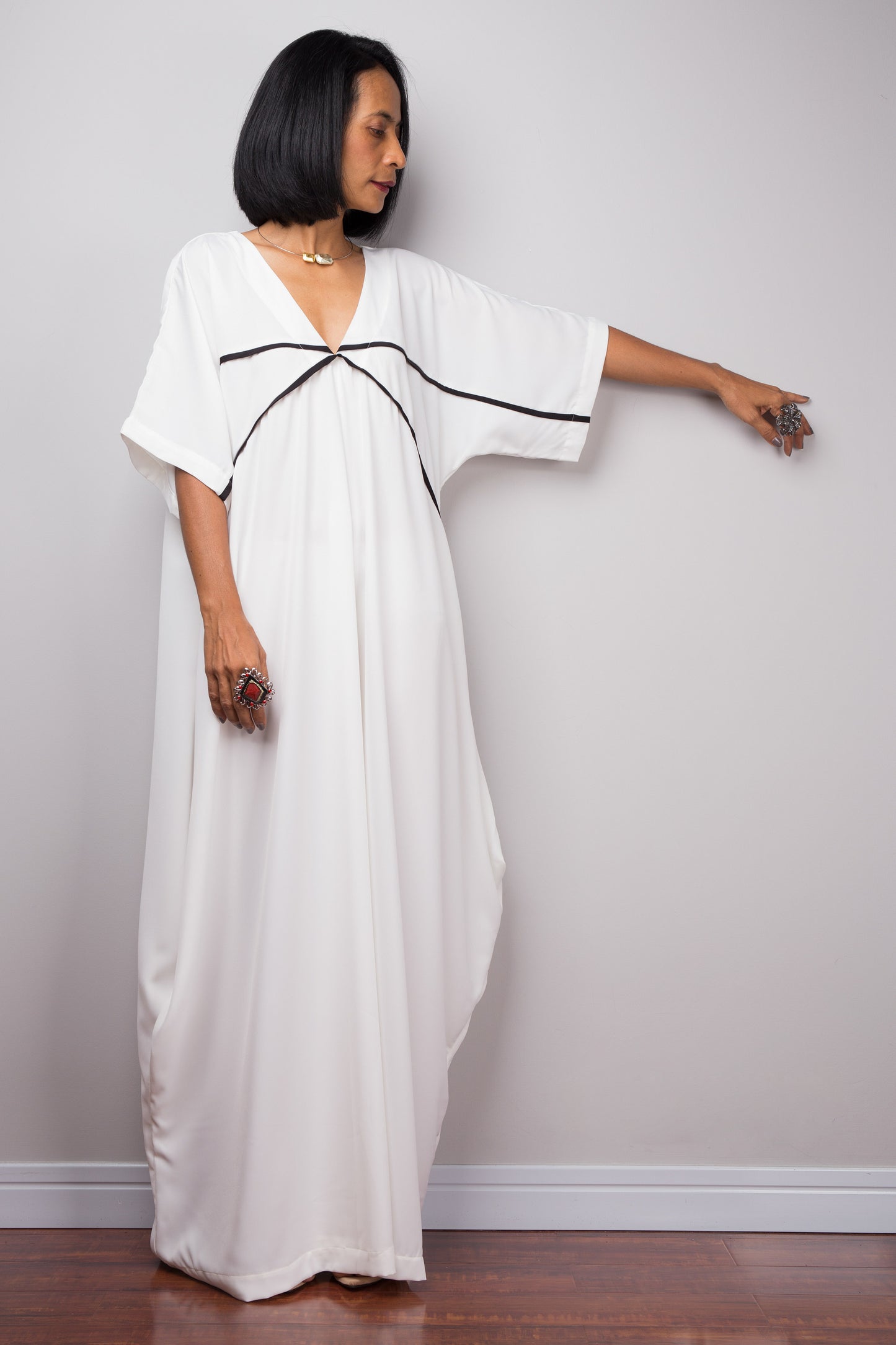 White kaftan dress