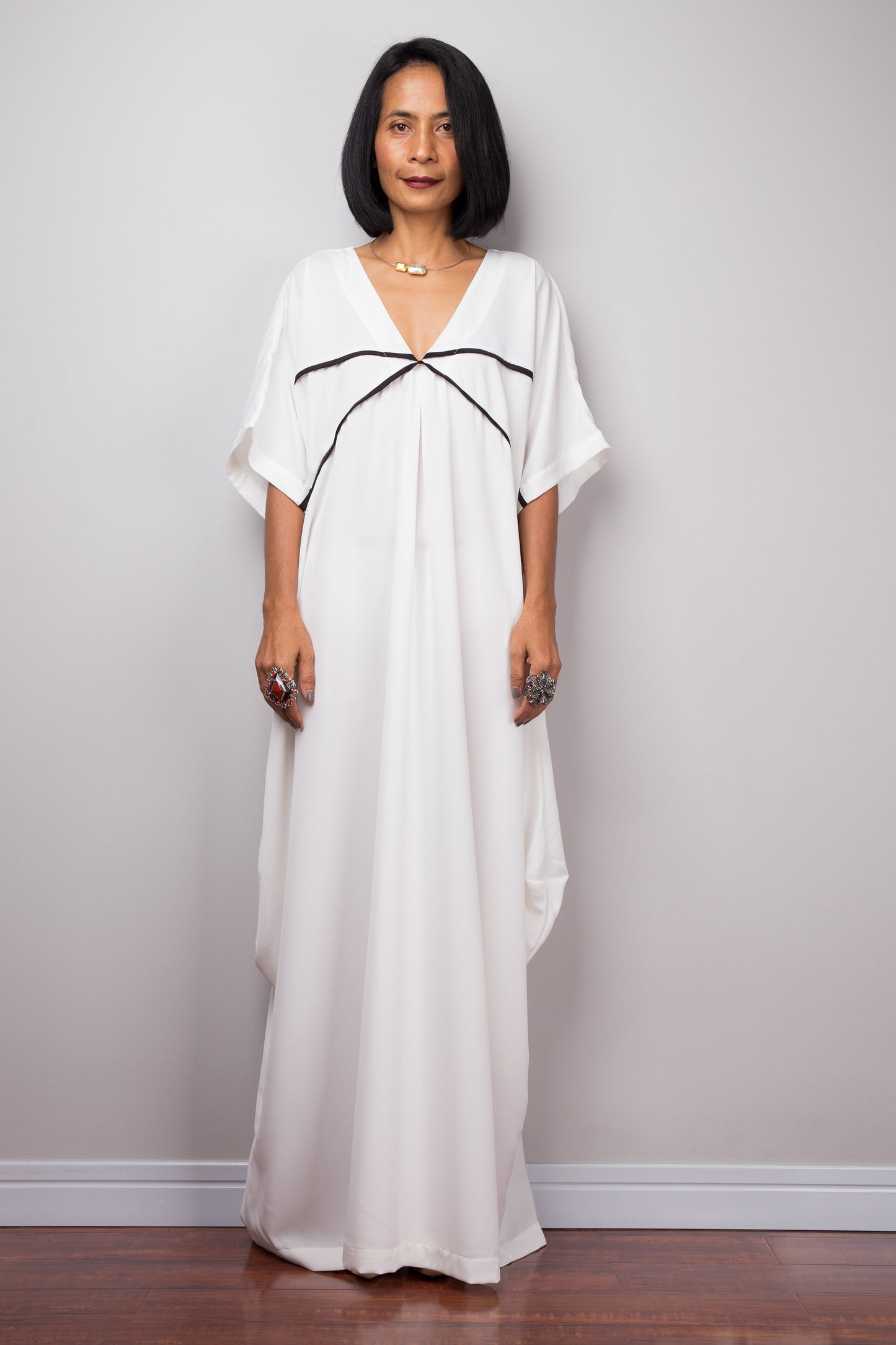 White kaftan dress