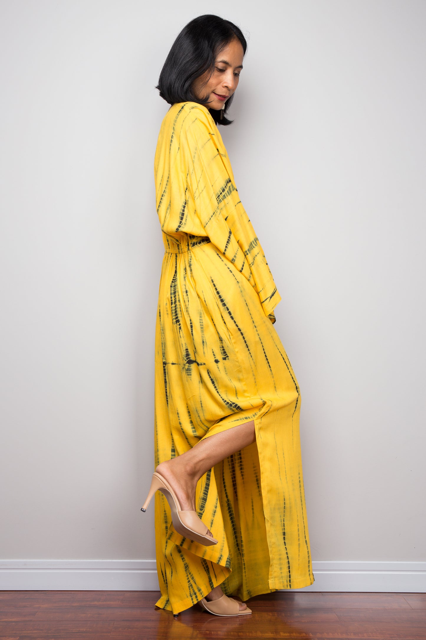 Tie dye kimono dress with pockets