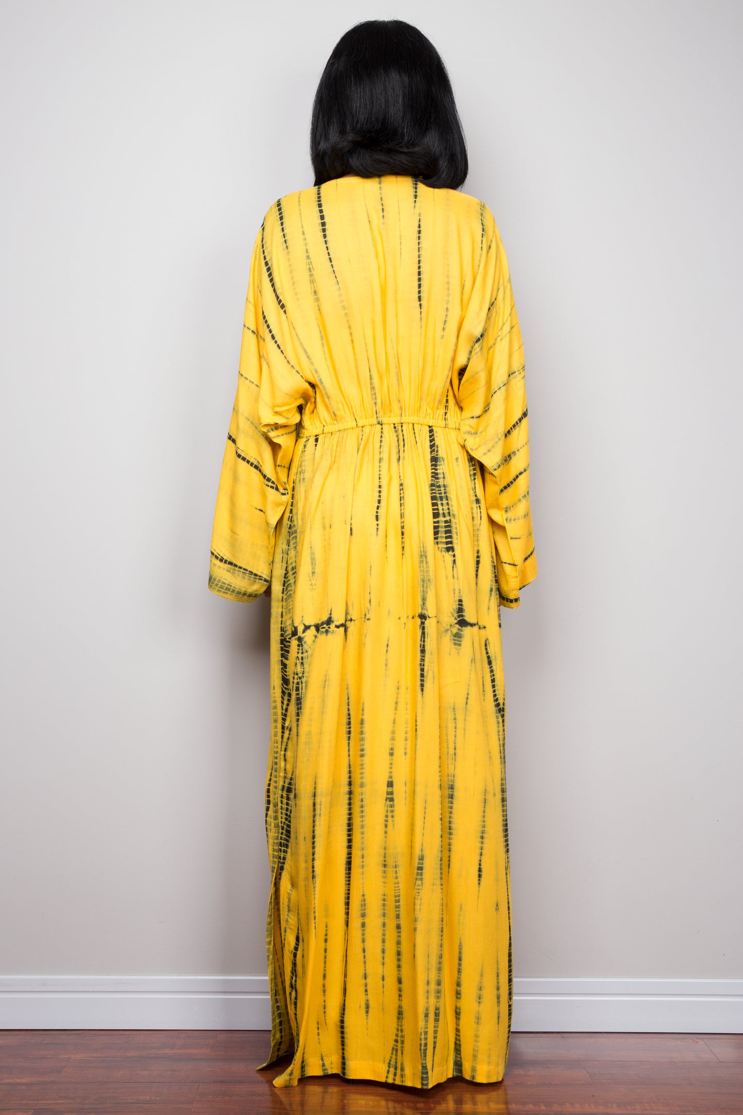 Tie dye kimono dress with pockets