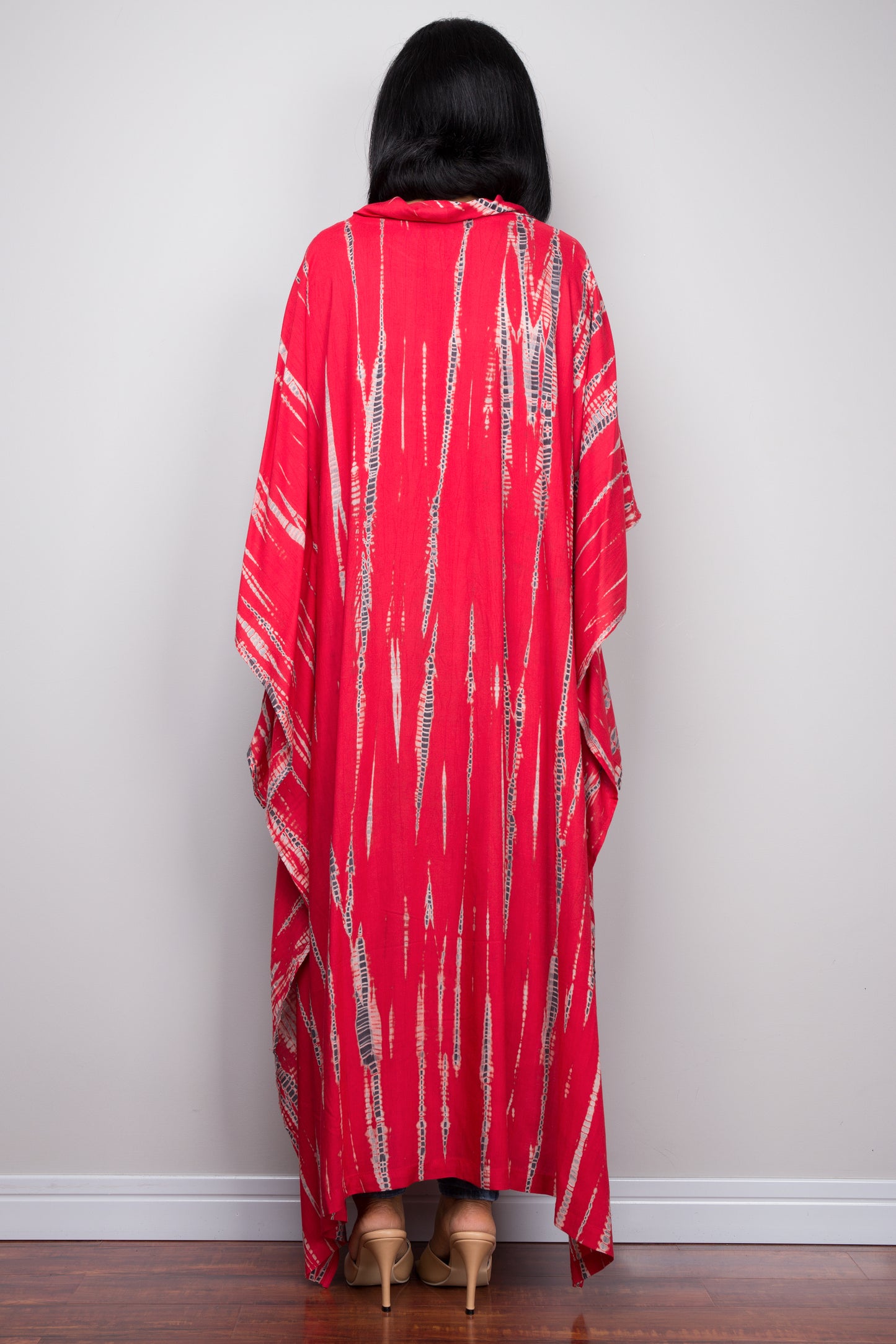 Buy red Tie dye Kaftan top dress online. Short front tie dye dress by Nuichan
