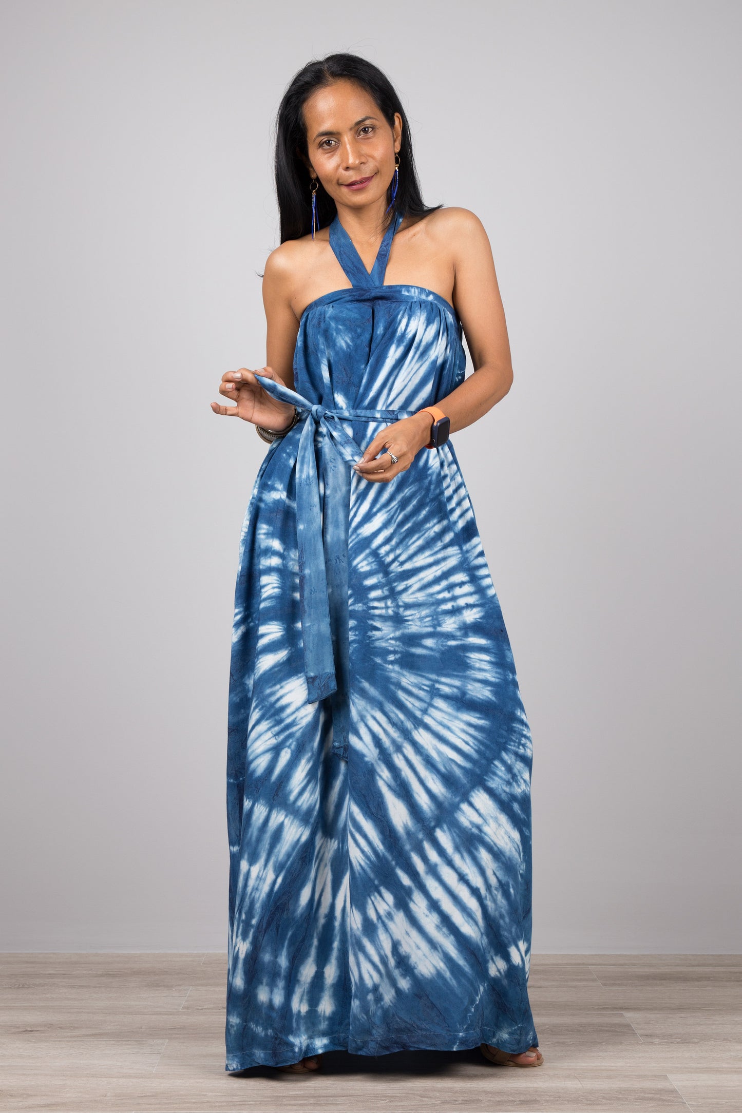 Tie dye Shibori Maxi dress - Hand dyed summer dress