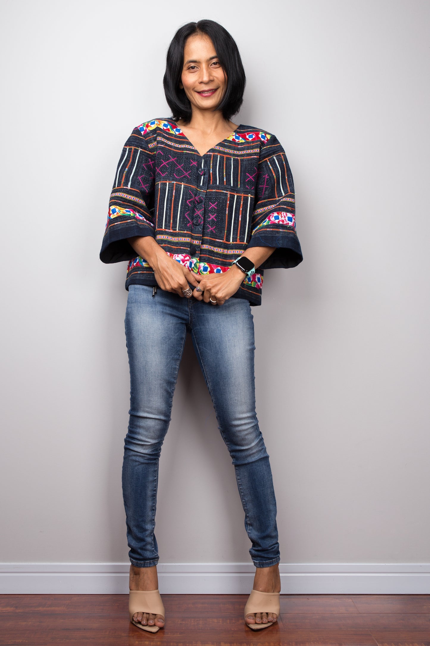 Hmong Jacket blouse, Hill tribe Blouse Top