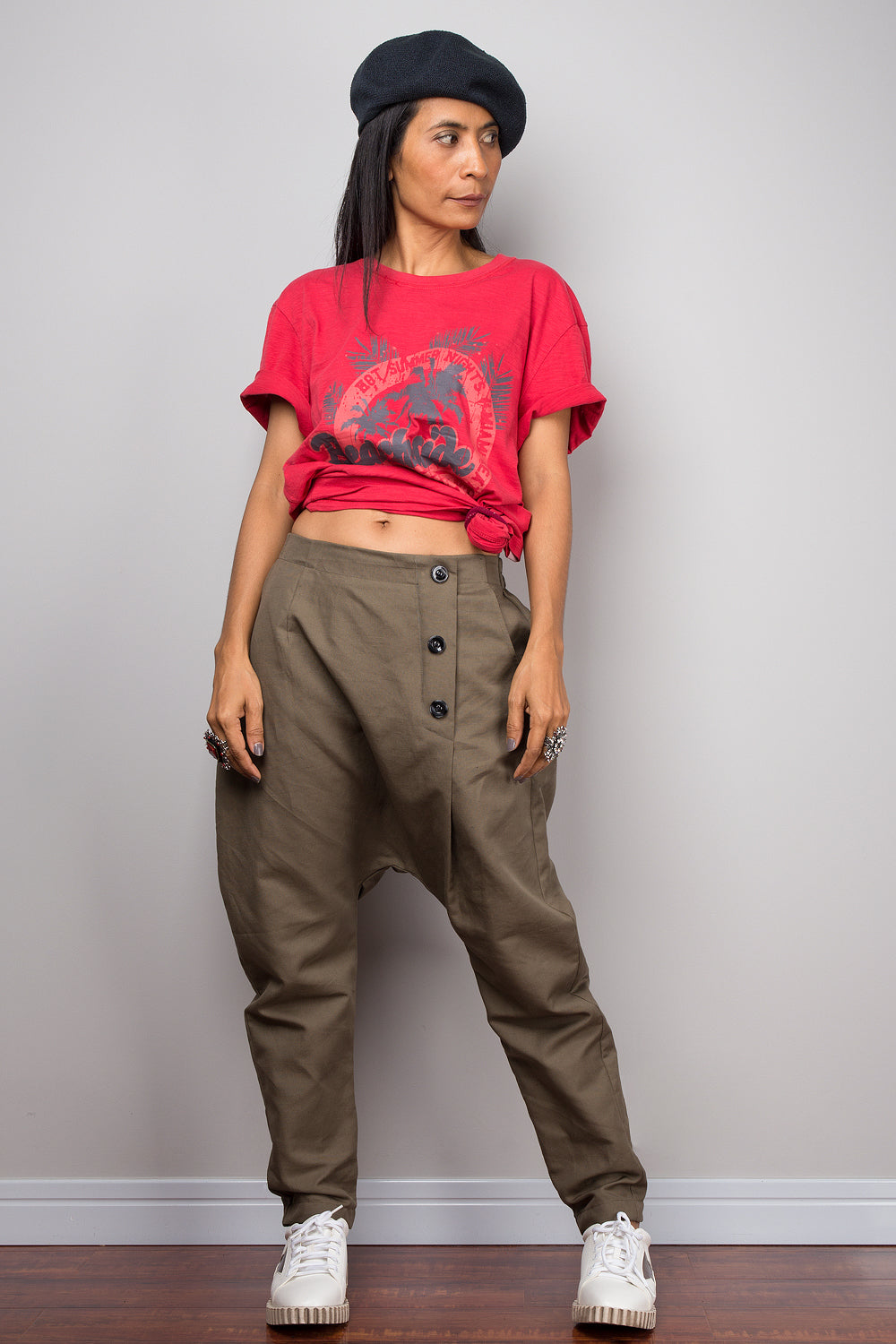 Linen harem pants with pockets