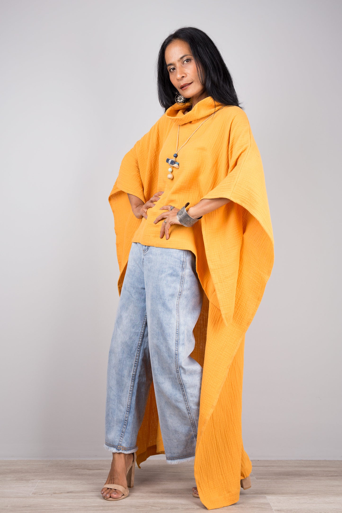 Orange Short Front Kaftan top