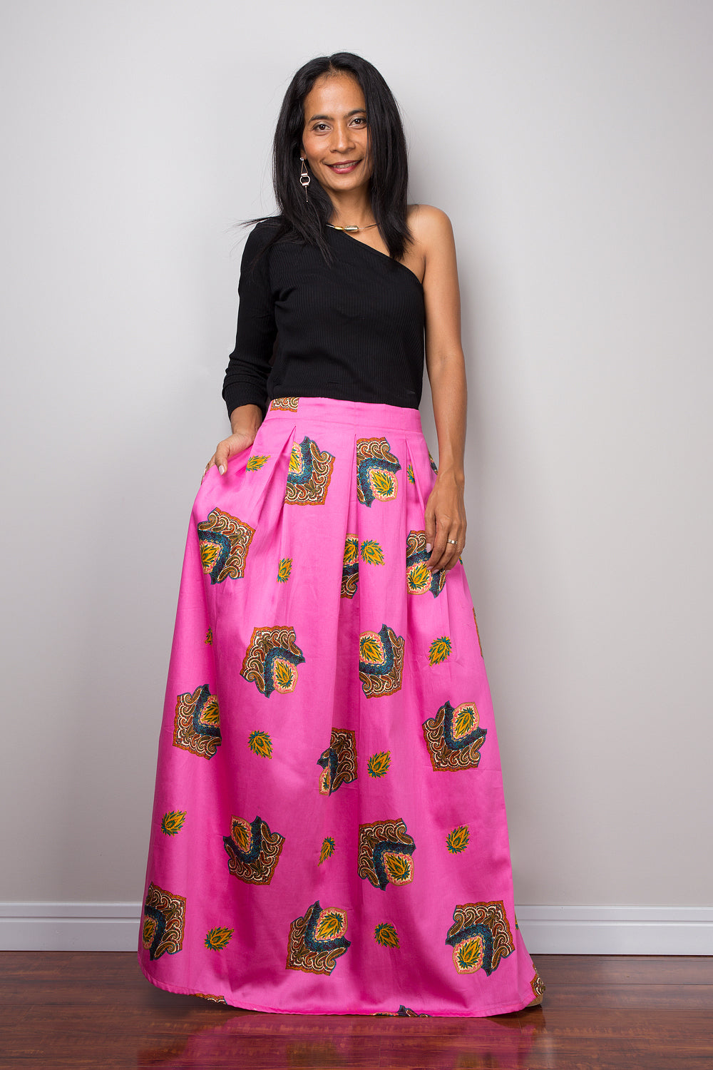Rosa Maxirock, Boho Rock, pinker Rock, Maxirock, Sommerrock, langer rosa Rock, Faltenrock