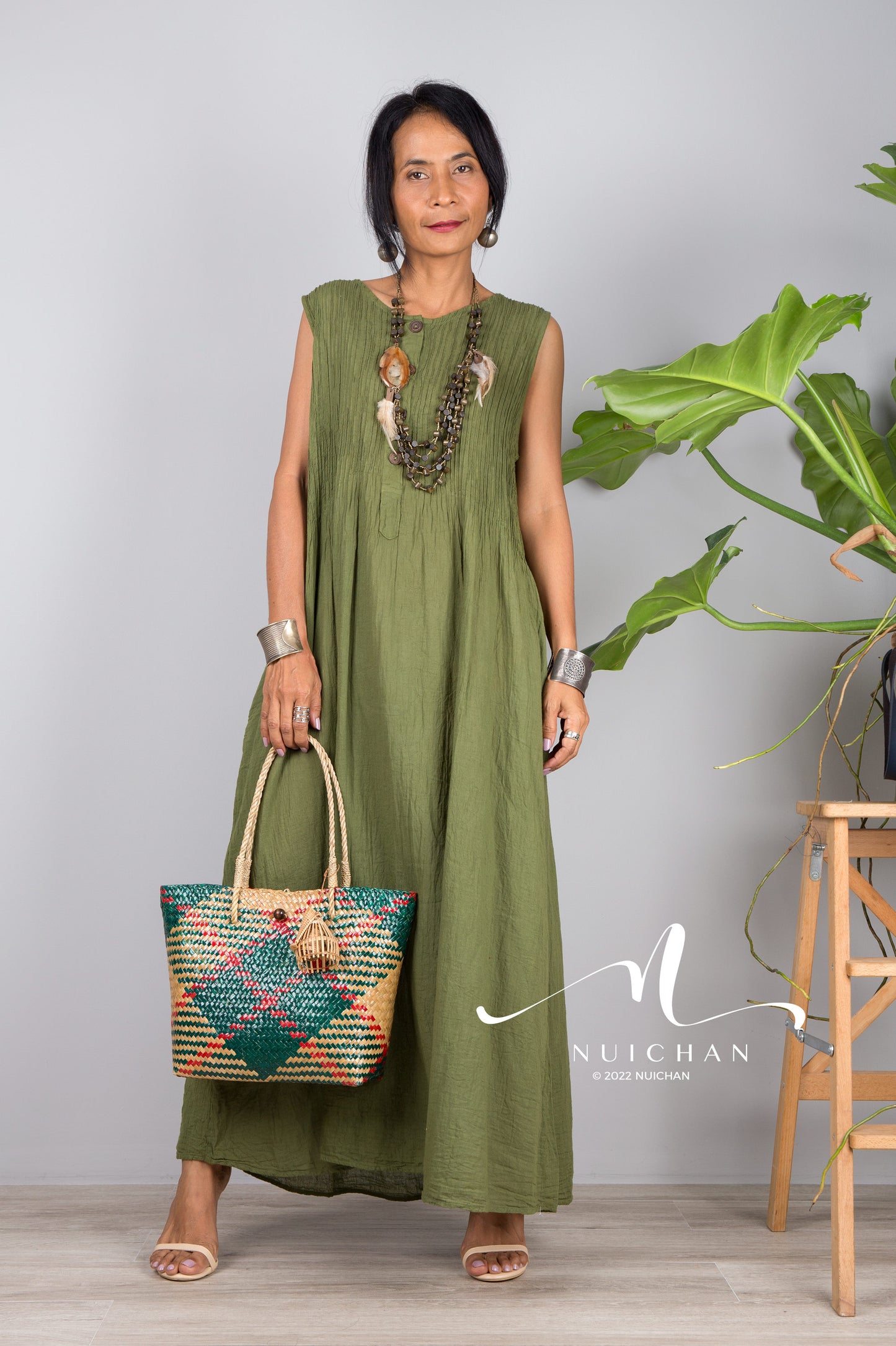 Nuichan women's sleeveless cotton dress | Lightweight summer dress