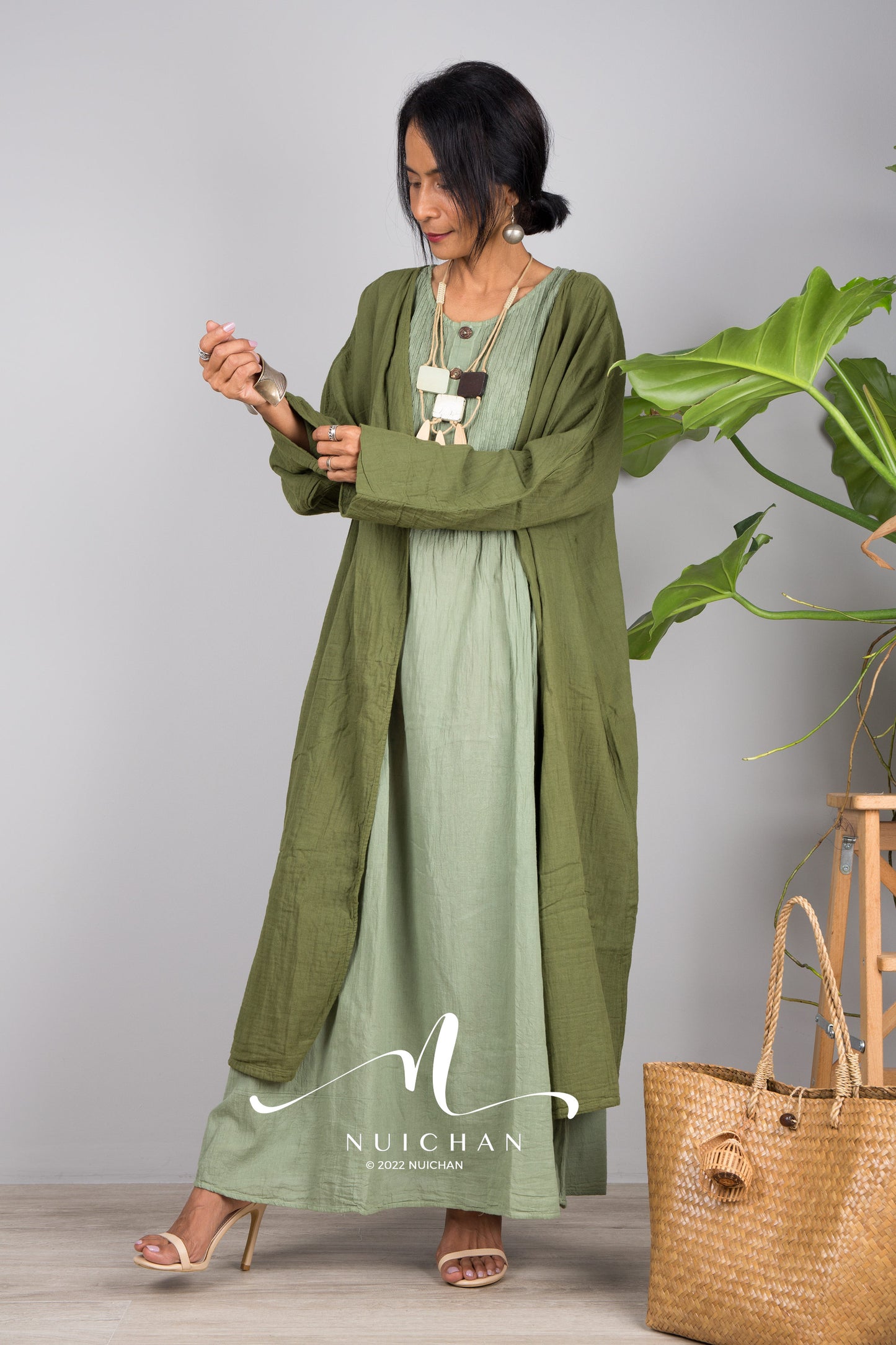Nuichan women's summer cotton open front cardigan