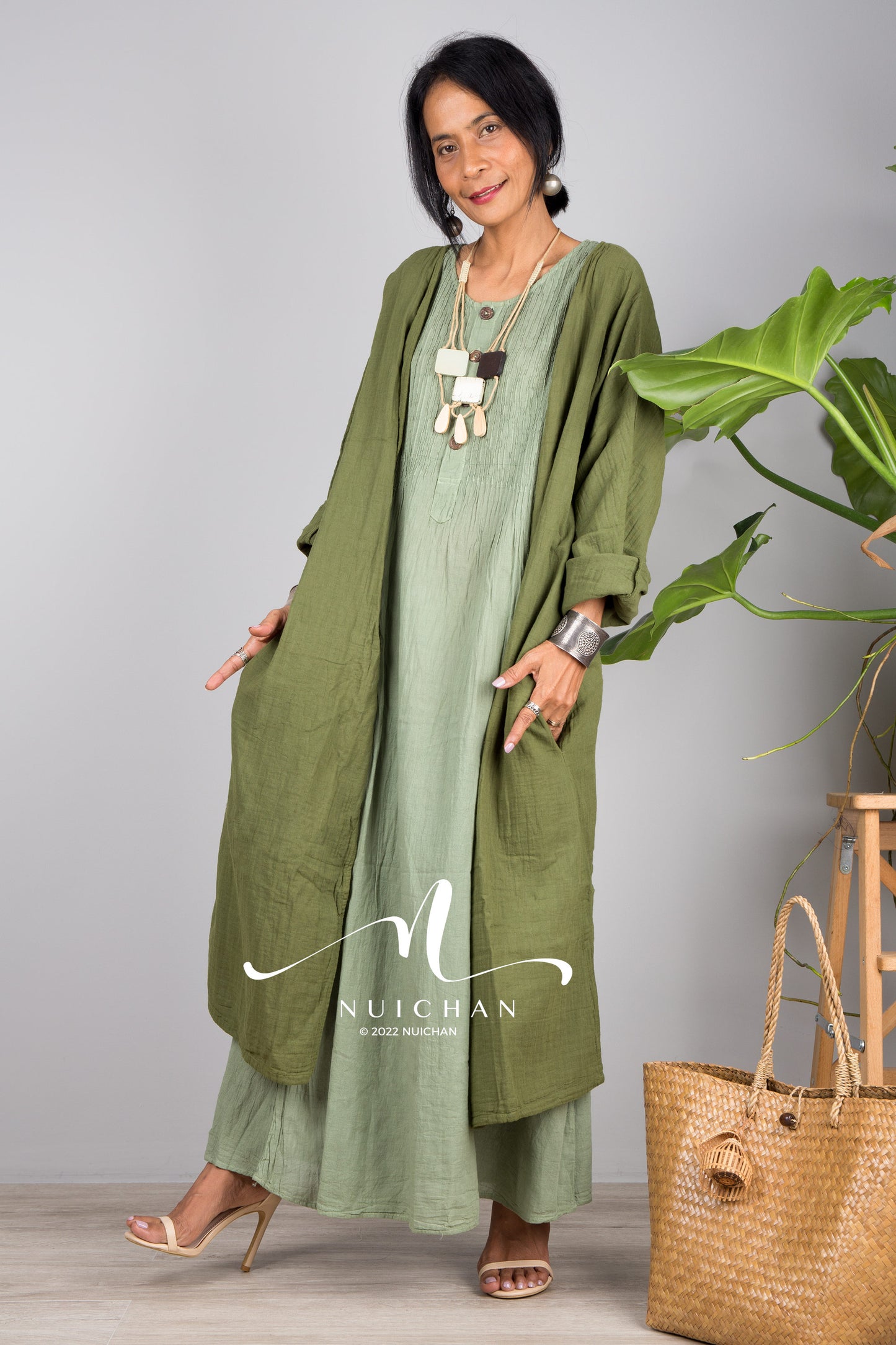 Nuichan women's summer cotton open front cardigan