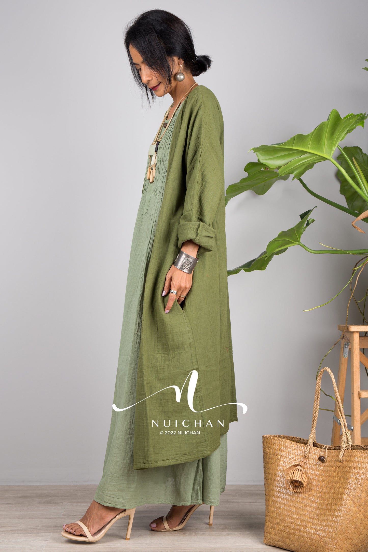 Nuichan women's summer cotton open front cardigan