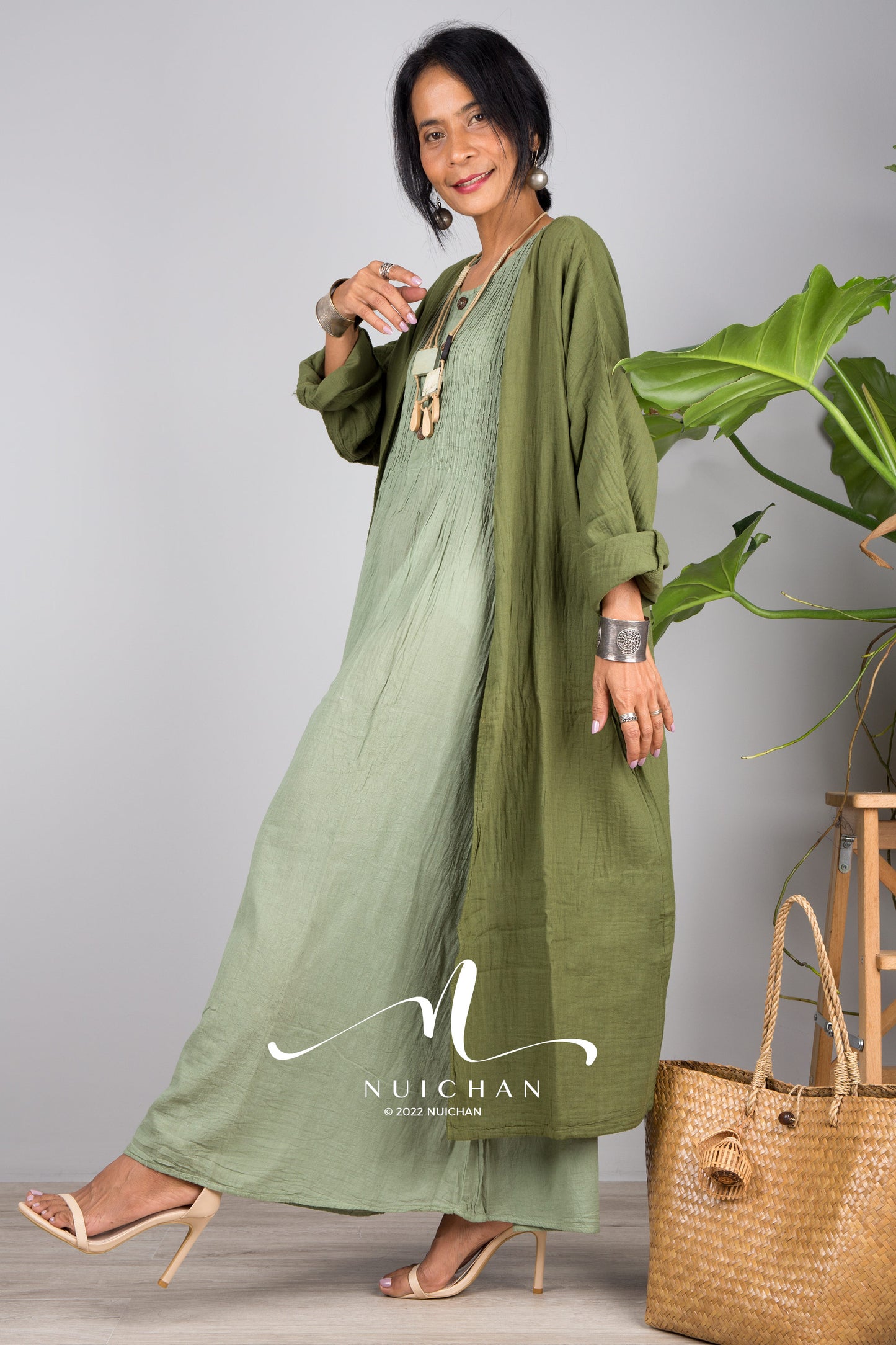 Nuichan women's summer cotton open front cardigan