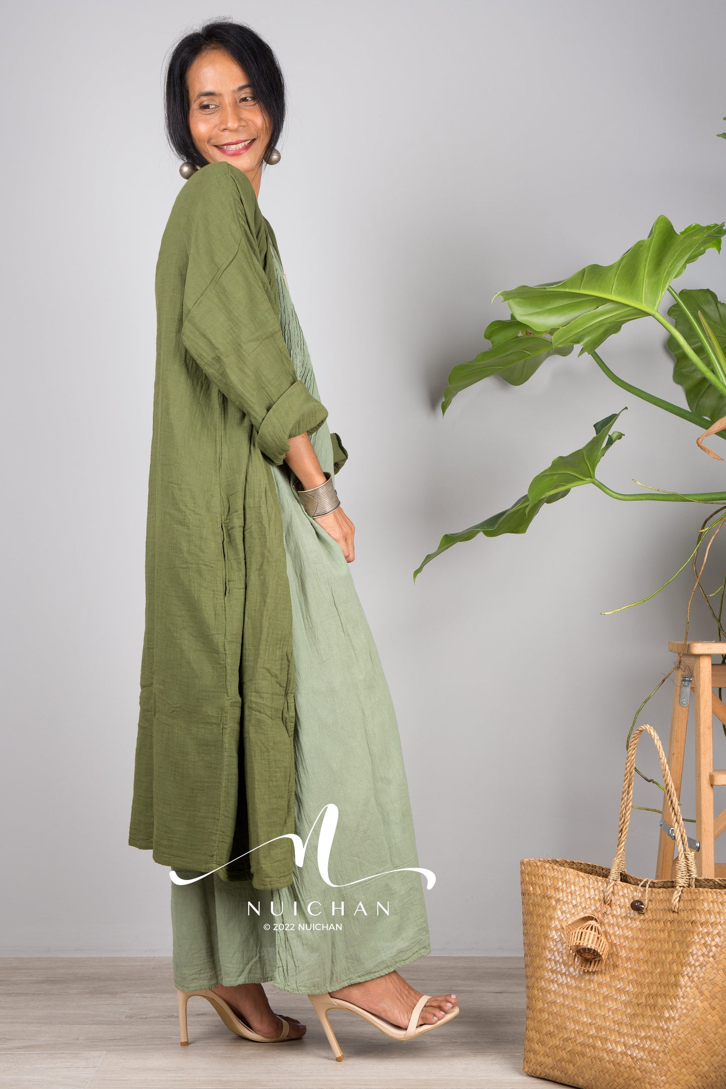 Nuichan women's summer cotton open front cardigan