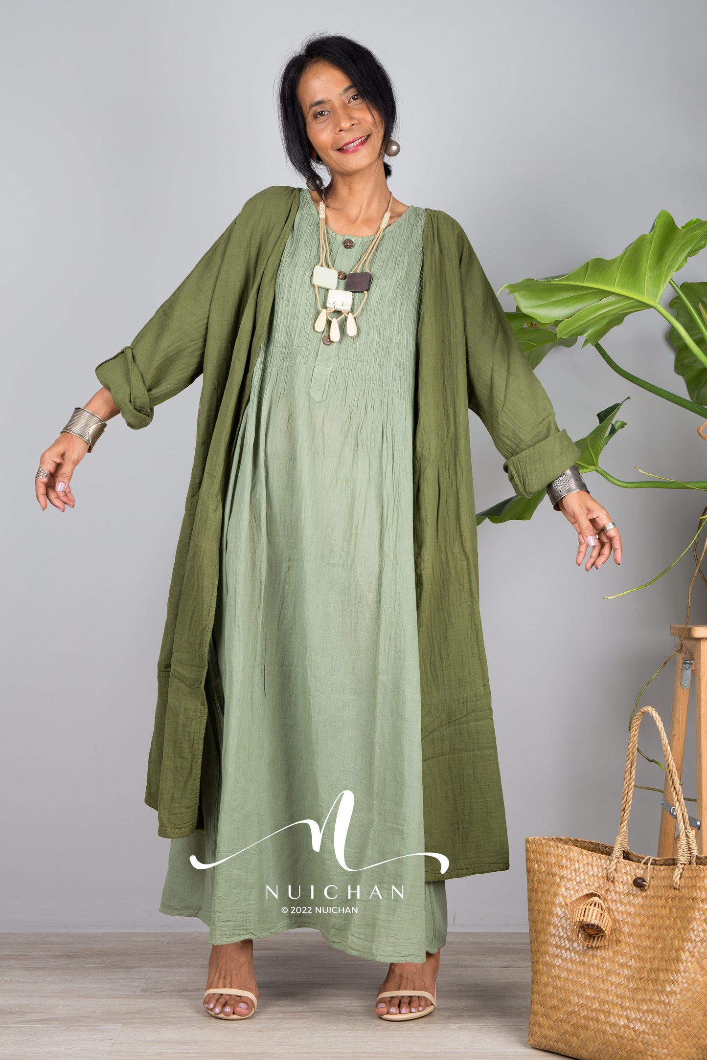 Nuichan women's summer cotton open front cardigan