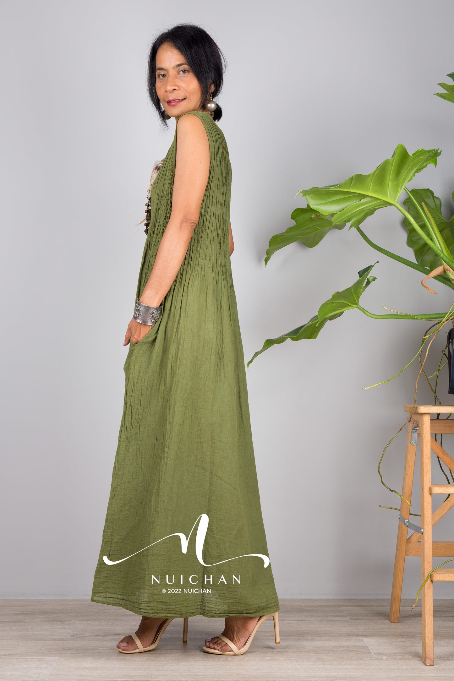 Nuichan women's sleeveless cotton dress | Lightweight summer dress