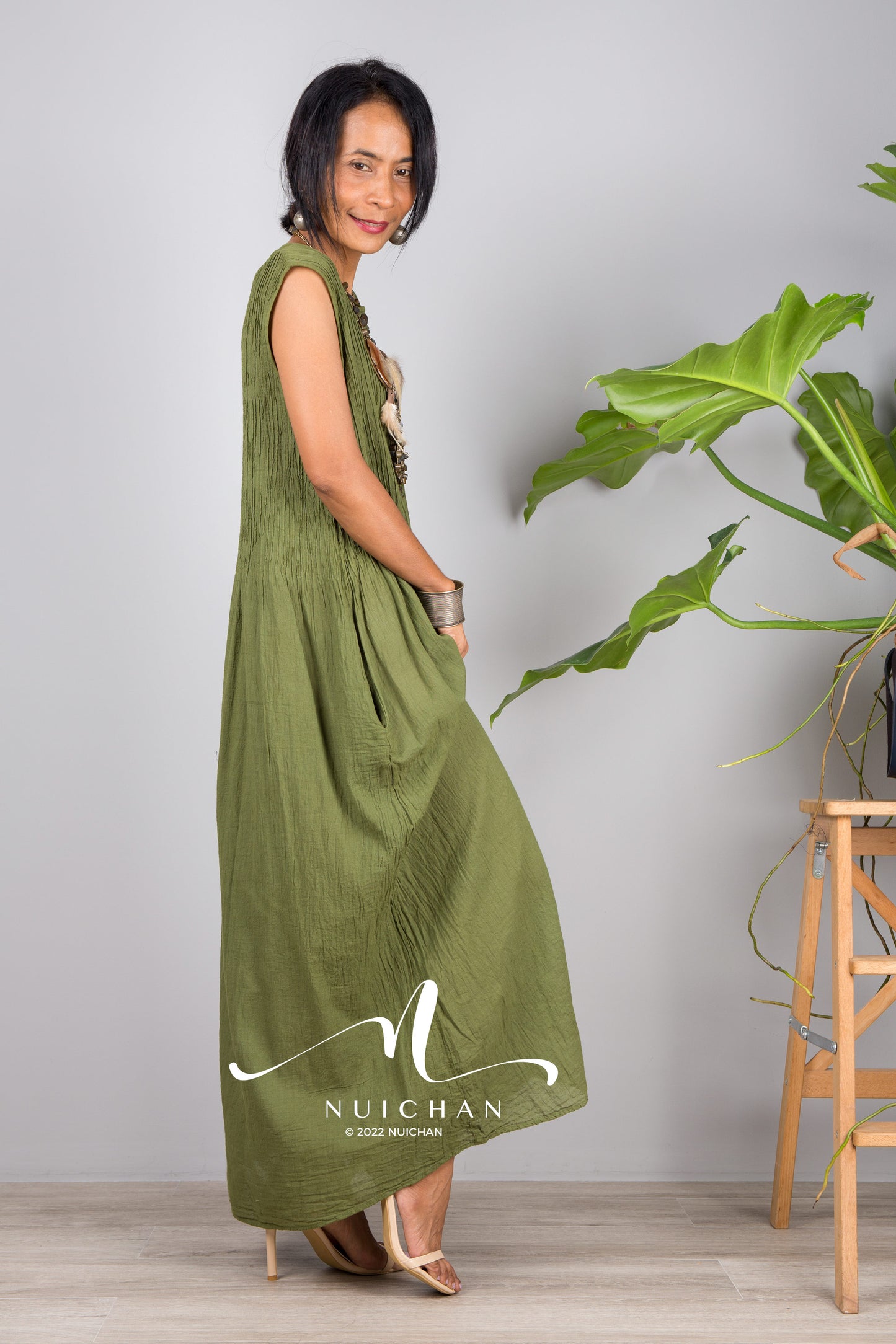 Nuichan women's sleeveless cotton dress | Lightweight summer dress