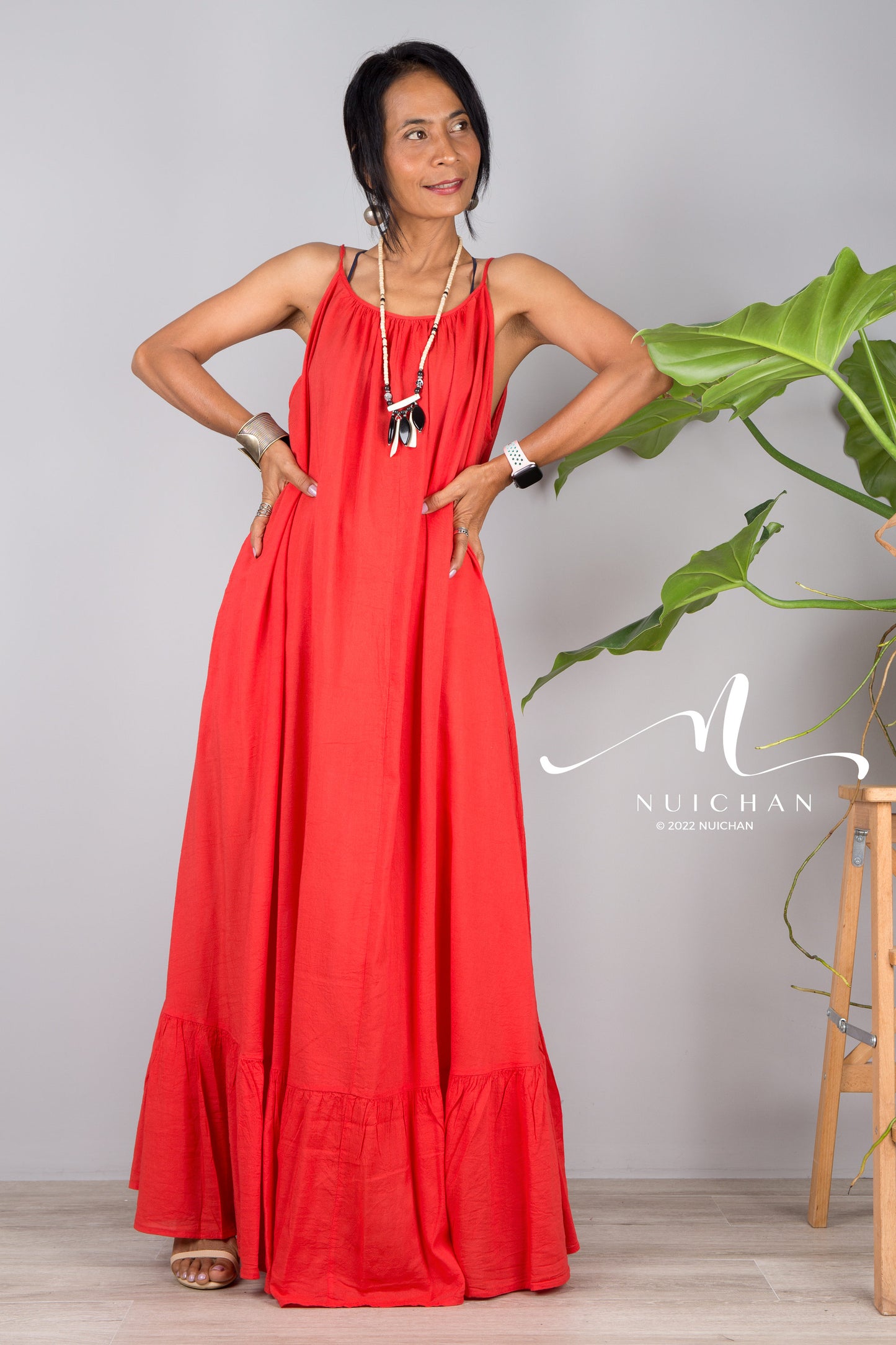 Red cotton sun dress