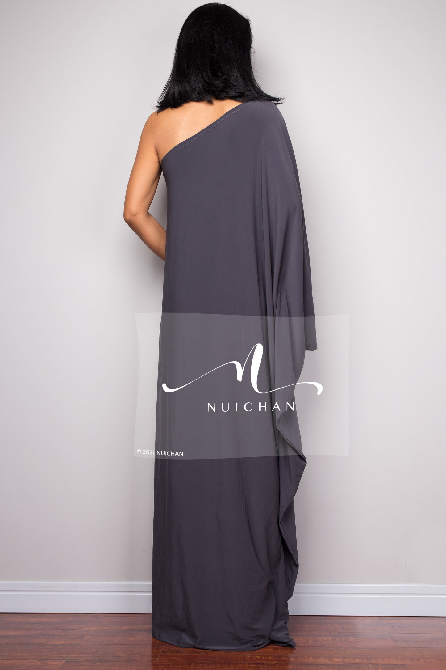 Grey one shoulder dress