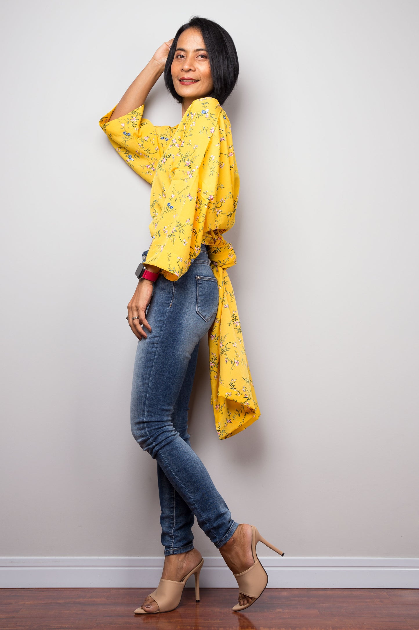 Yellow Floral Kaftan top