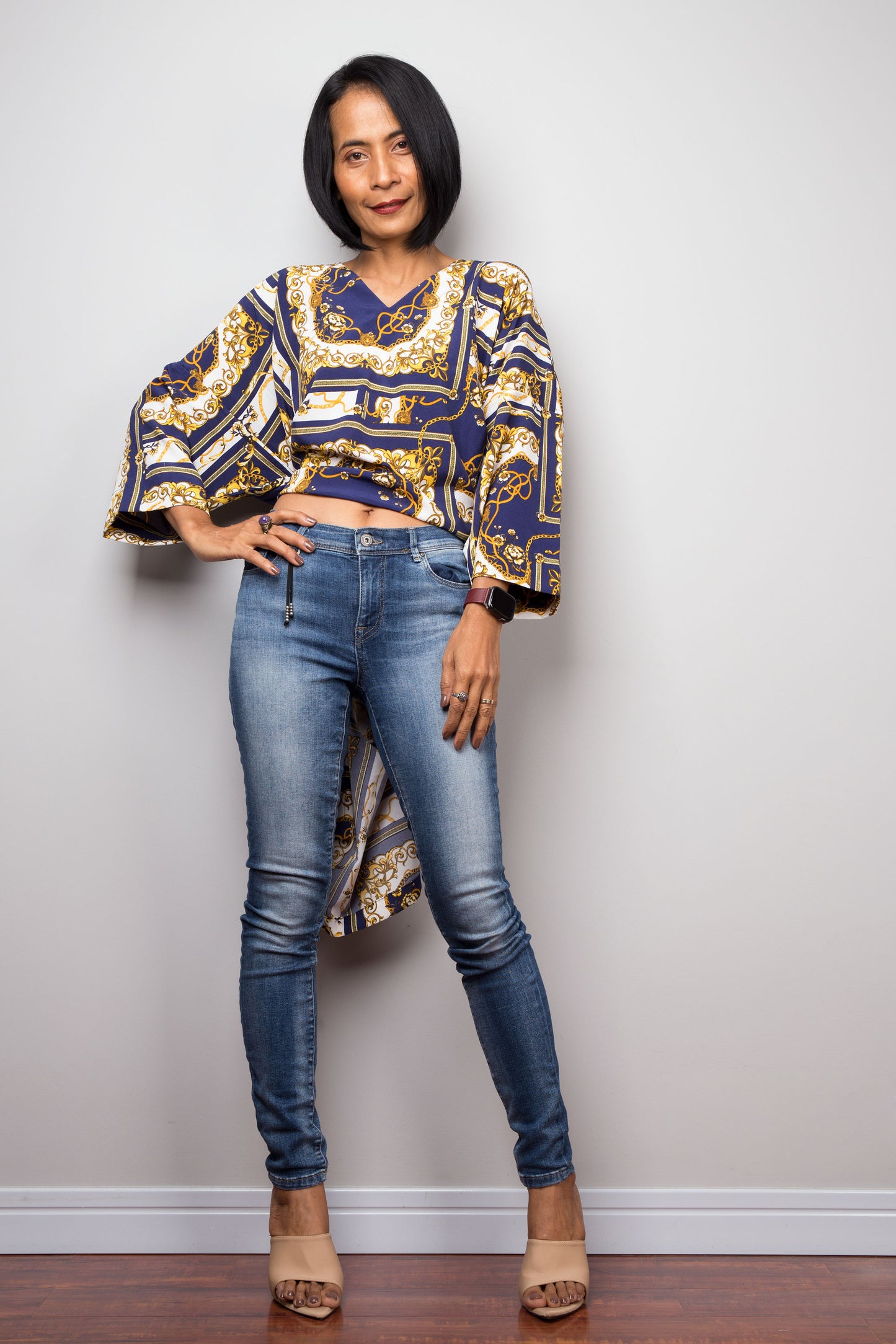 Blue Baroque Kaftan top