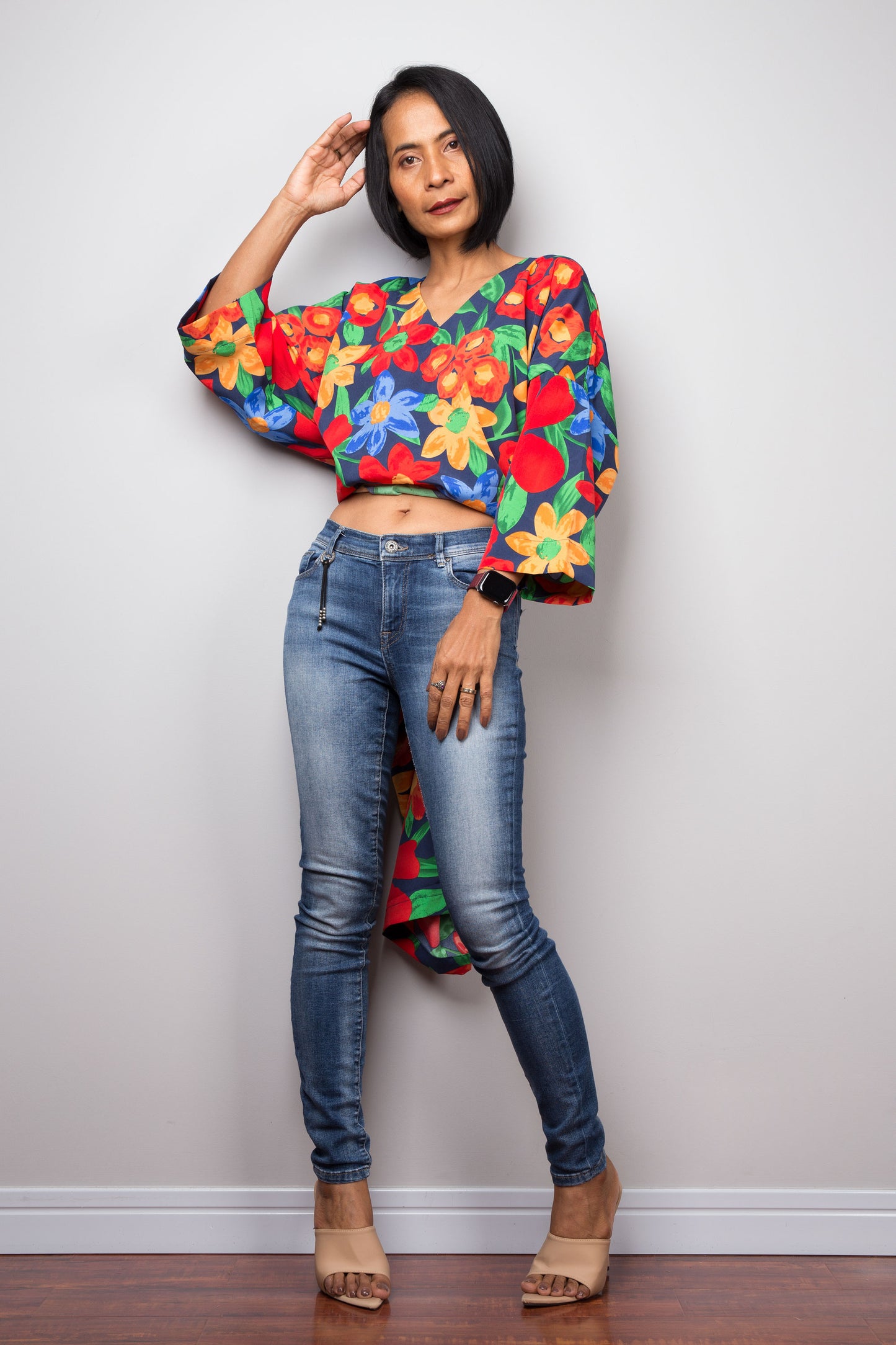 Kaftan Top - Bold Floral Pattern