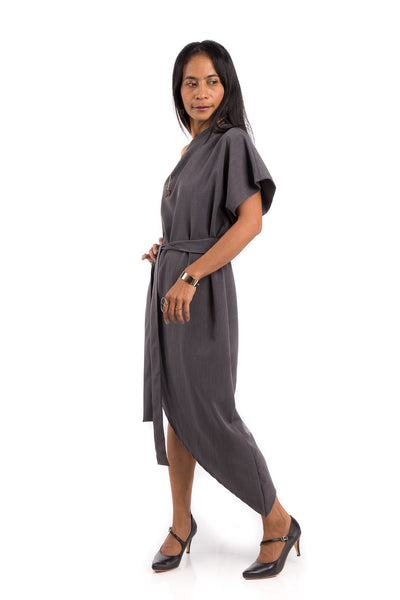 Grey Sleeveless dress, one shoulder dress
