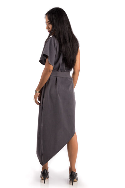 Grey Sleeveless dress, one shoulder dress