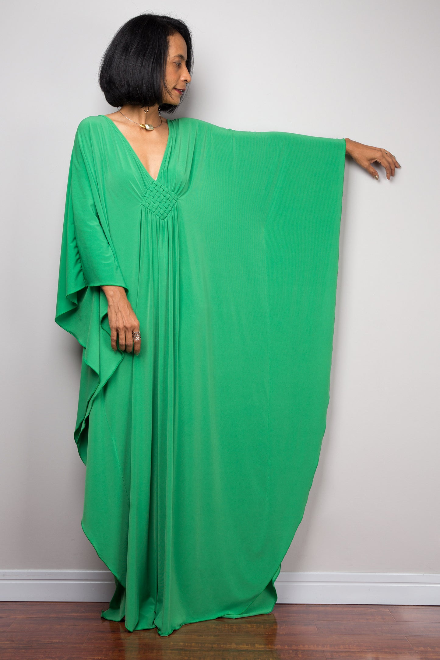 Nuichan women's Kaftan dress. Green kimono batwing caftan dress