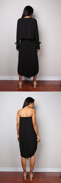 Black Two piece dress, black skirt and matching top, 2 piece set dress : Street Soul Collection no 3