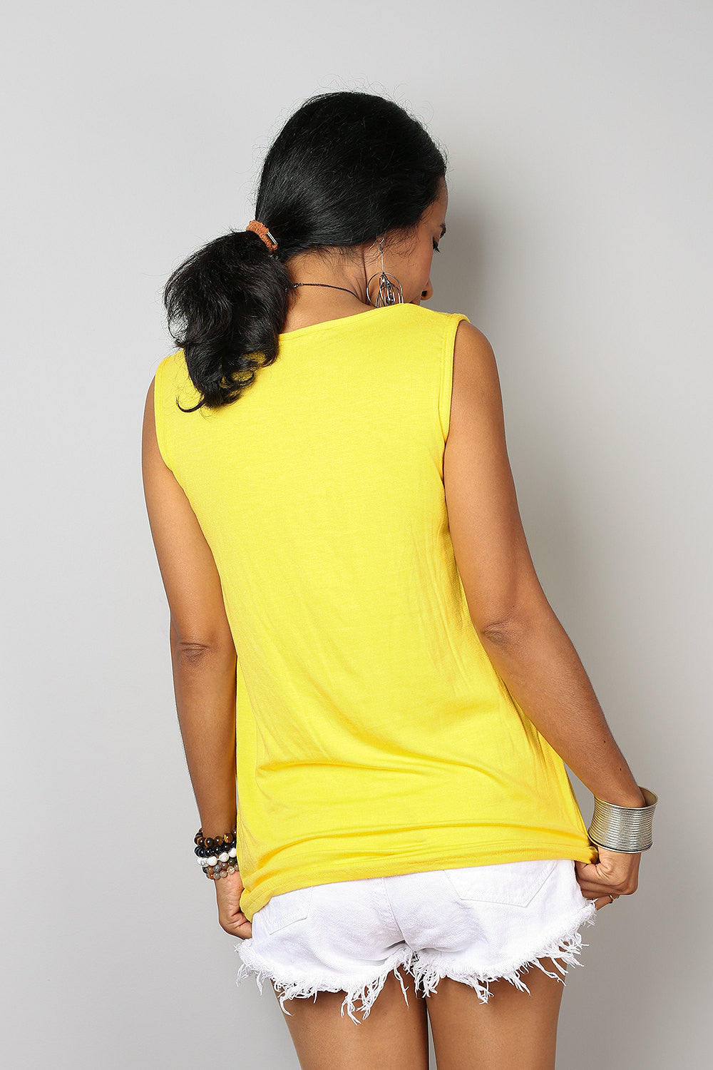 Yellow tank top, sleeveless t-shirt, yellow top by Nuichan