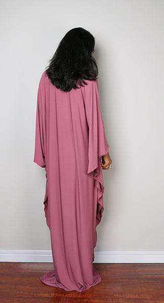 Dusty pink maxi dress, kimono dress, kaftan dress, loose fit dress, toga dress, plus size dress, diamond shaped dress, long dirty pink dress by Nuichan