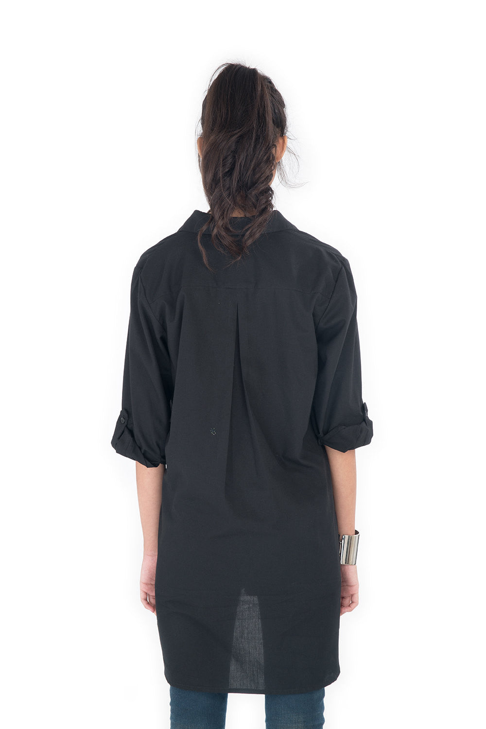 black blouse, black shirt, long sleeve blouse, blouse by Nuichan