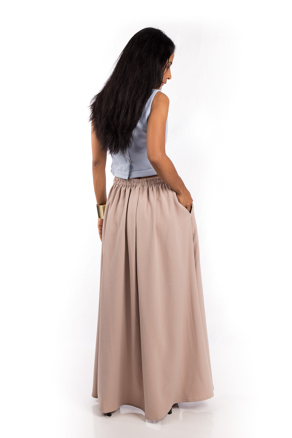 Maxi Skirt, Split Skirt, Beige Skirt