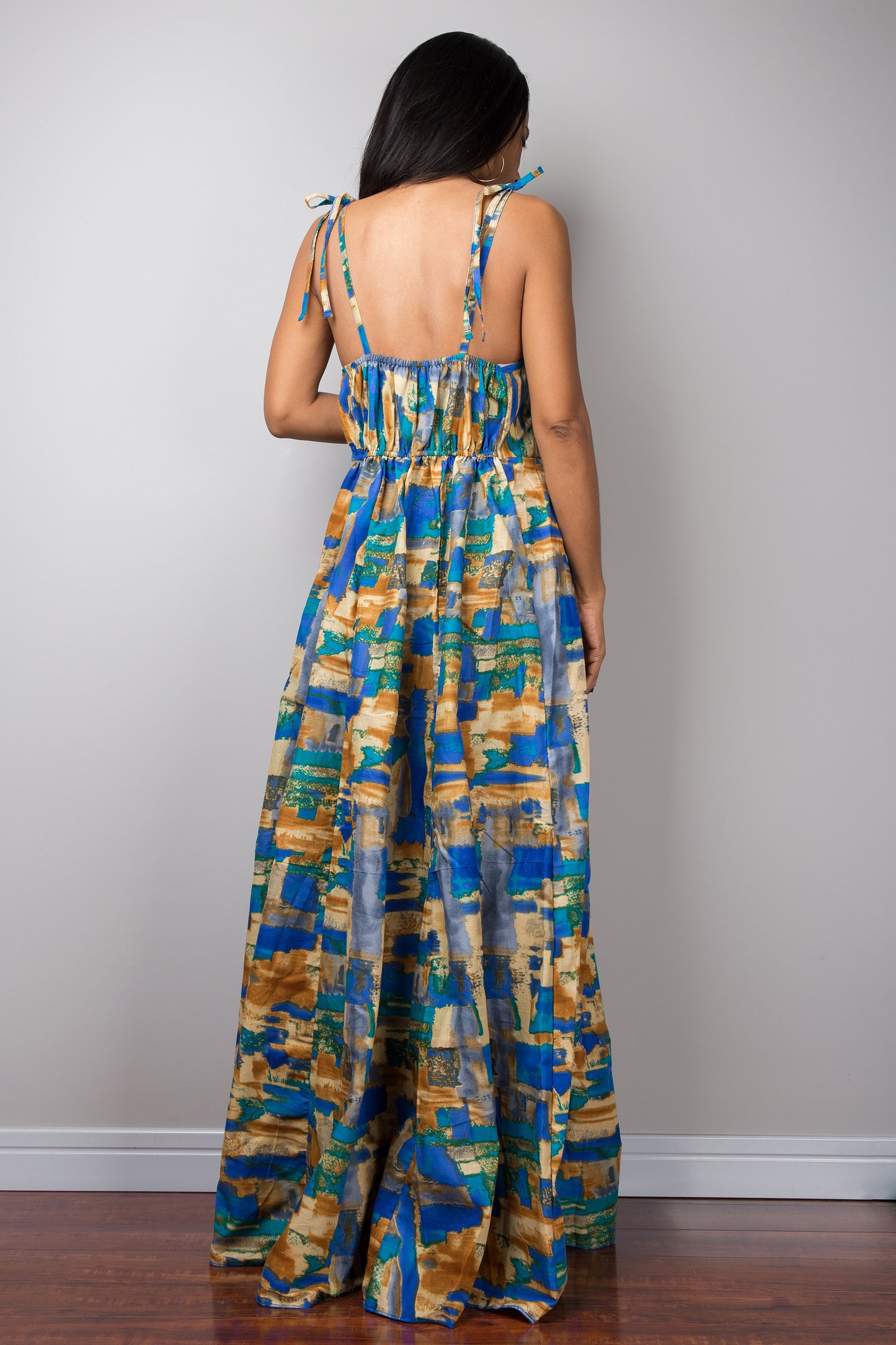 Trägerkleid, blaues ärmelloses Kleid, Sommerkleid