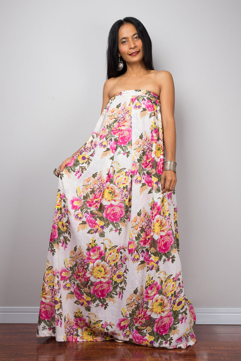 Floral tube maxi dress hotsell