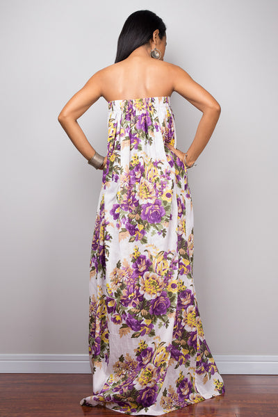 Floral dress, Summer Dress, floral cotton dress, sleeveless maxi dress, maternity dress, sundress, Spring floral dress, tube dress