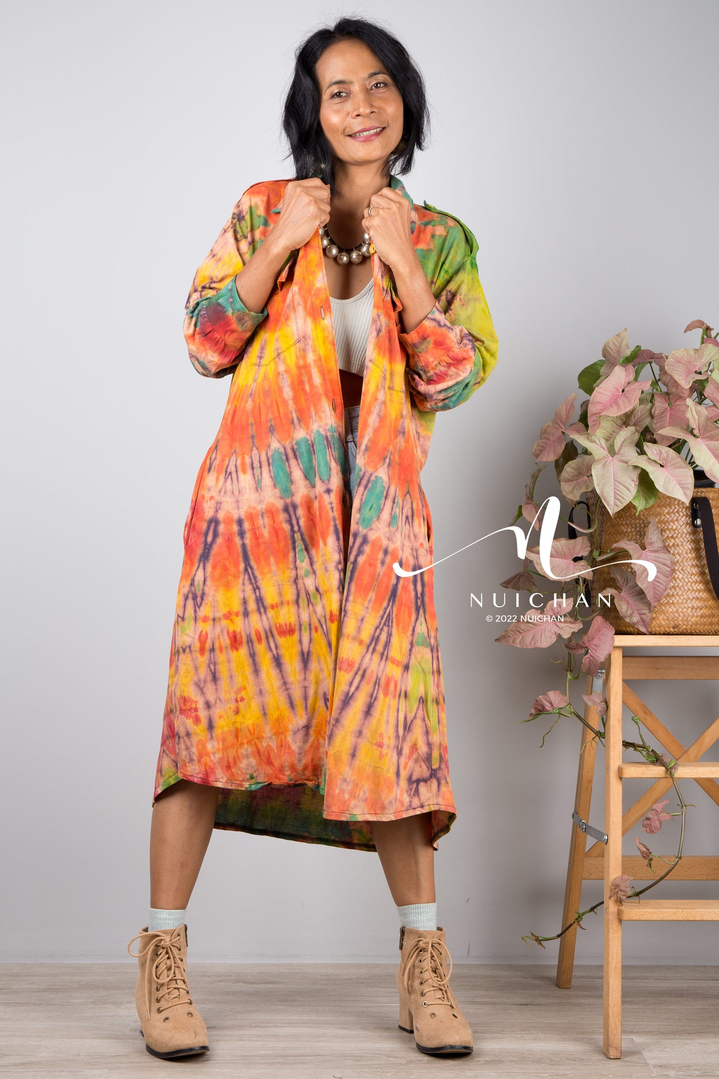 Batik-Hippie-Hemdblusenkleid