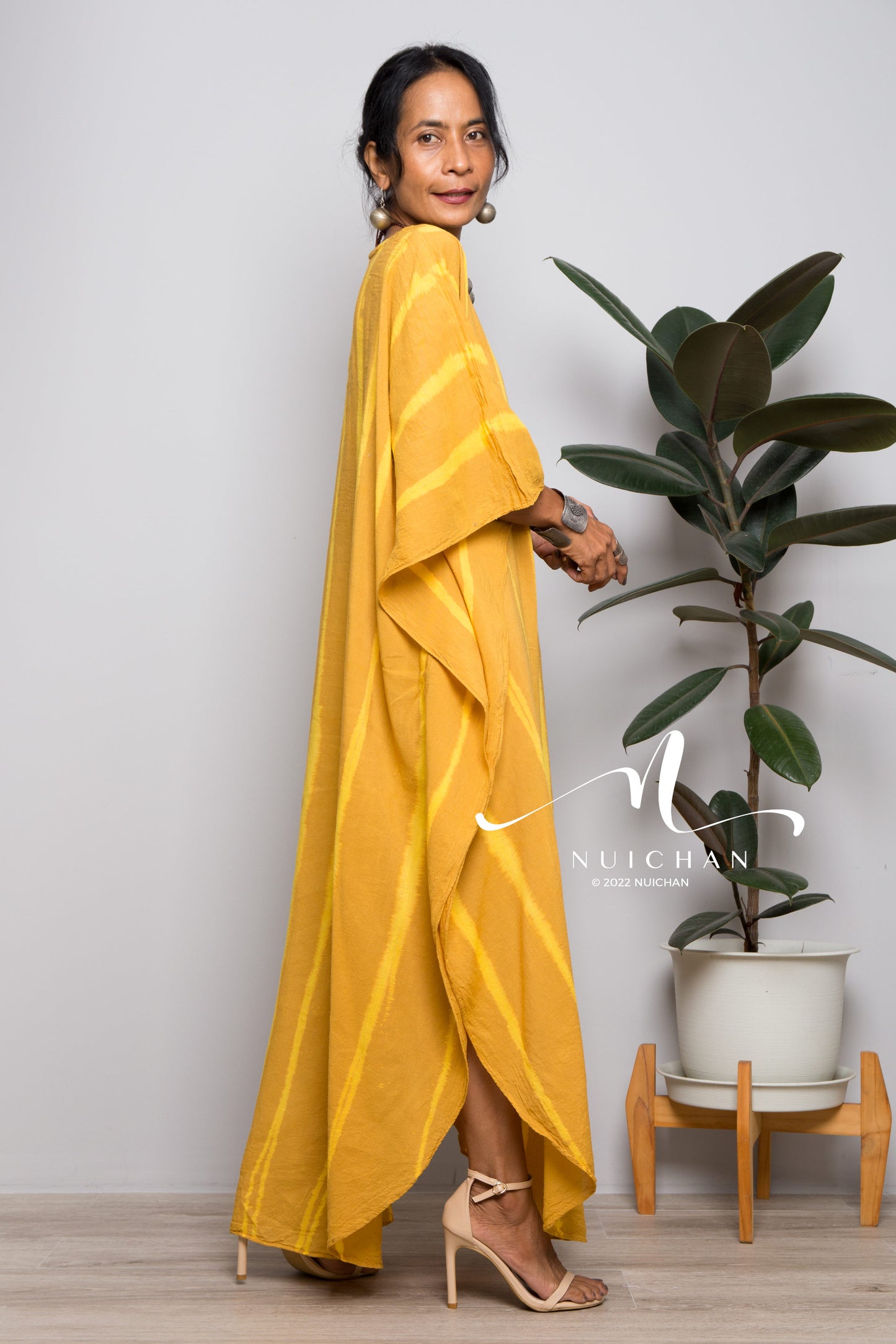 Yellow Tie dye kaftan
