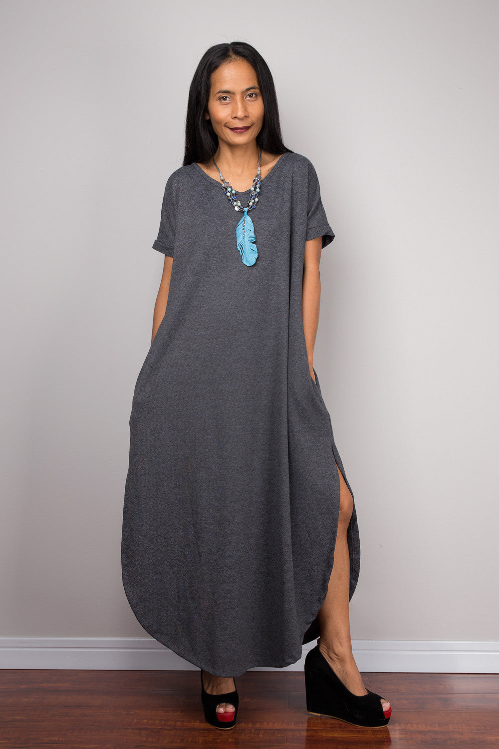 Grey midi dress