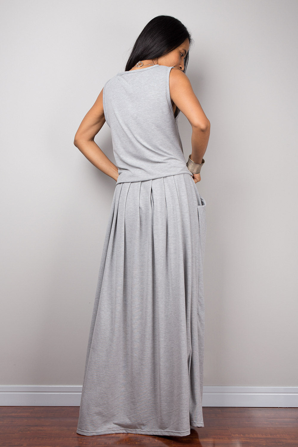 Light Grey Maxi Dress - Sleeveless dress