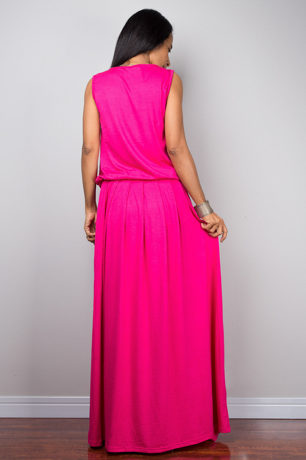 Pink Dress with pockets - Sleeveless maxi dress