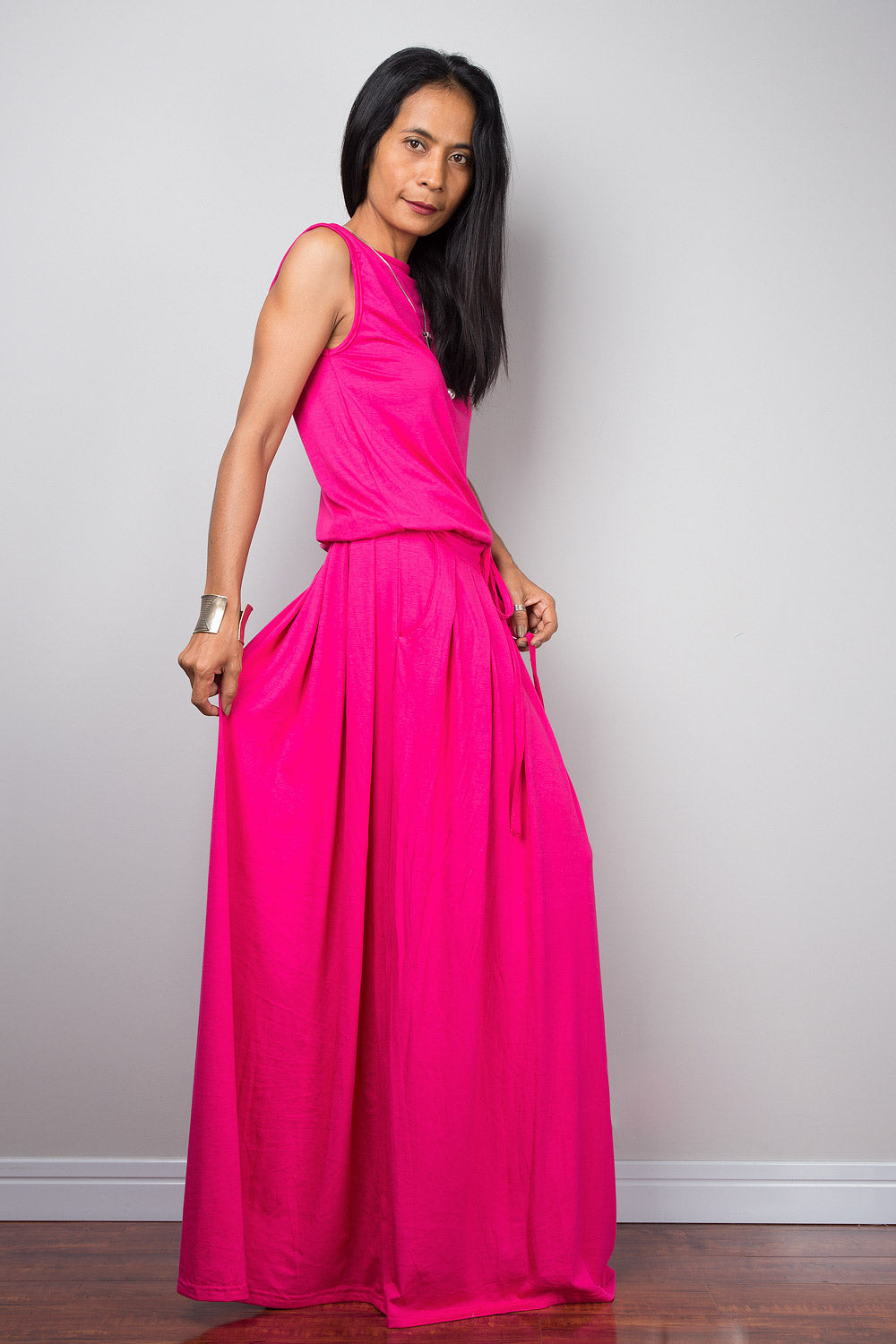 Pink Dress with pockets - Sleeveless maxi dress