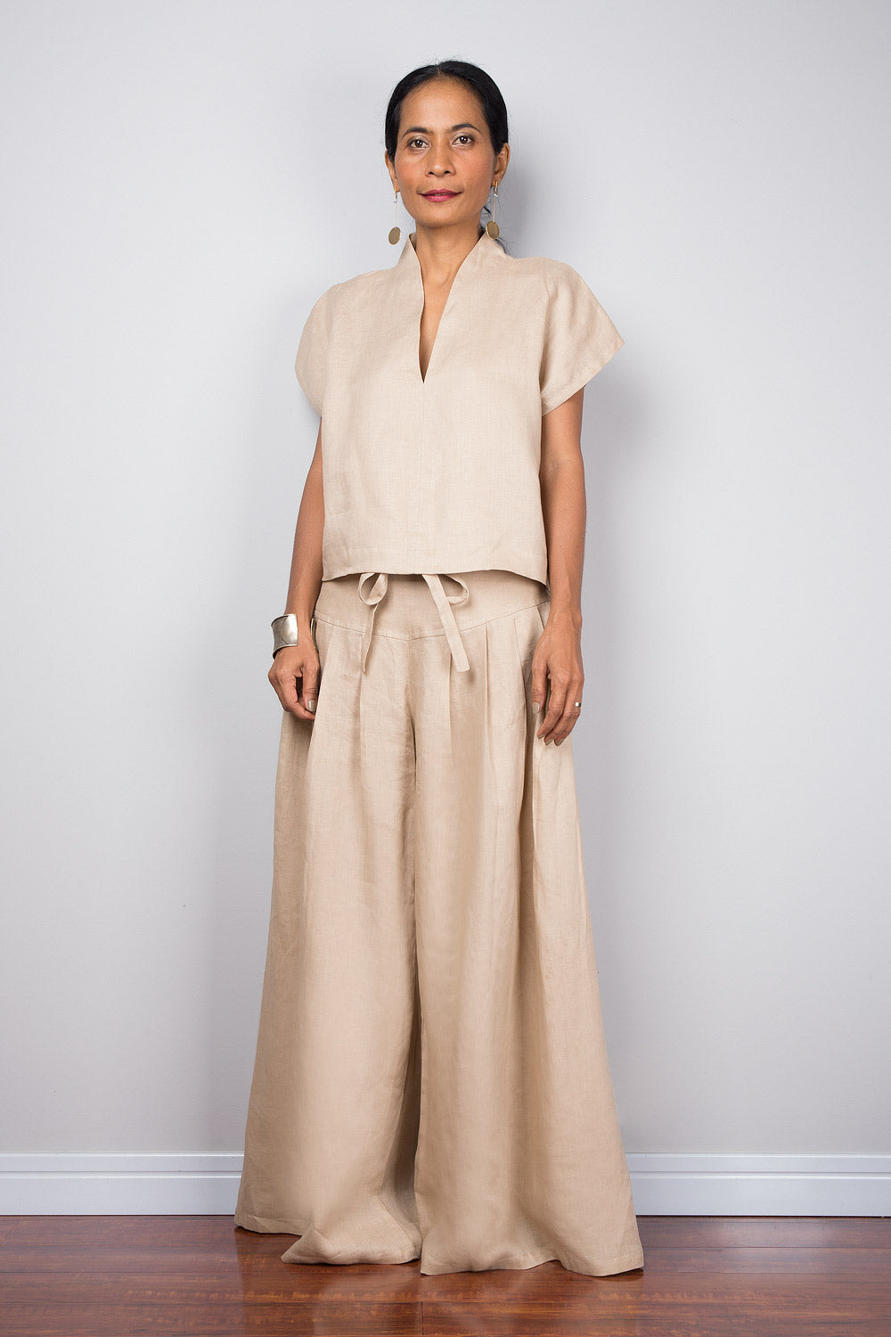 summer dress slacks for women Linen wide leg palazzo pants. High waist women's summer pants