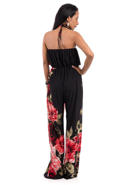  A gorgeous floral jumpsuit which can be worn strapless. This ruffle jumper has elastic on the top part and around the waist to ensure a perfect fit.
