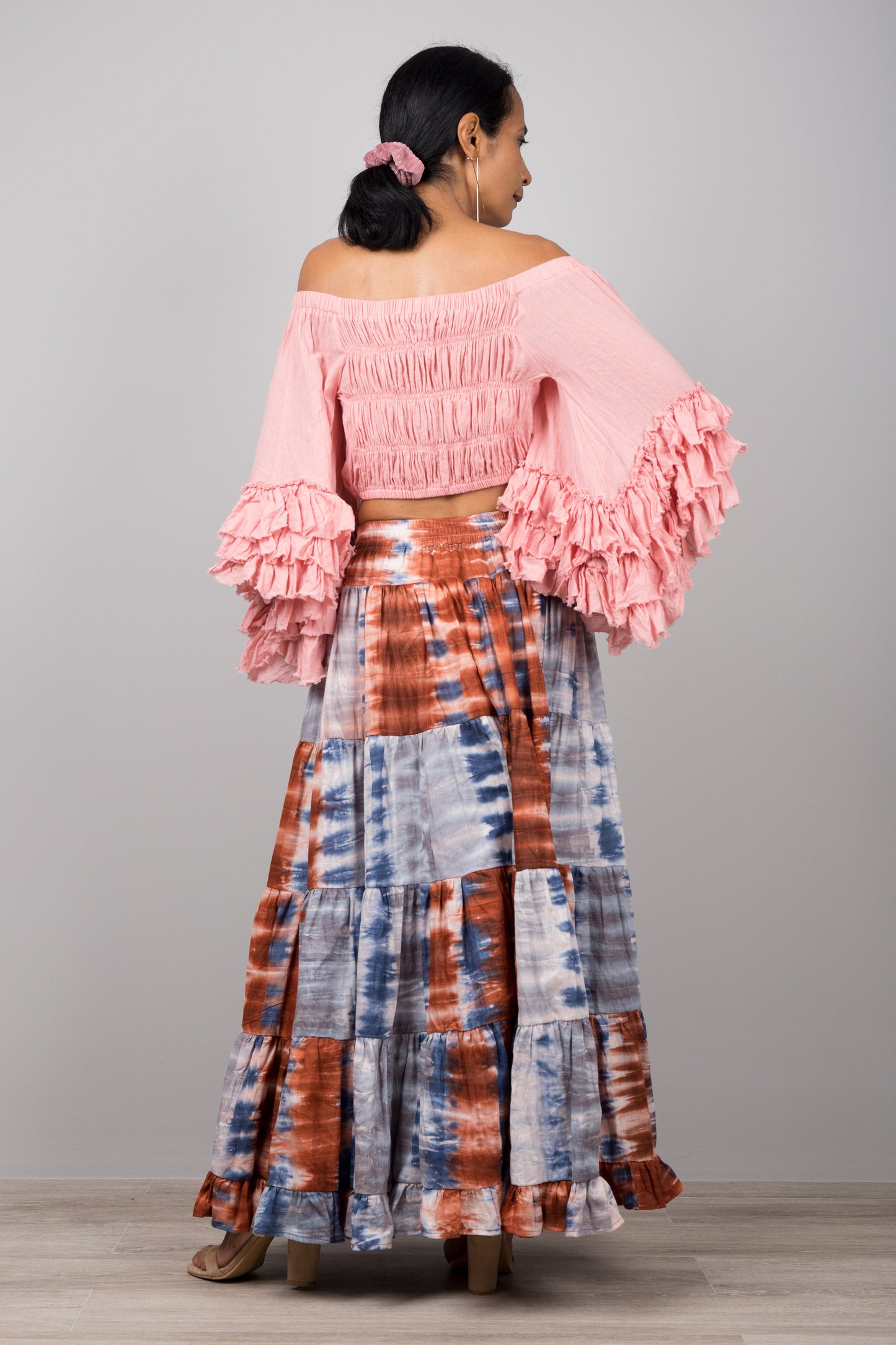 Tiered Long Peasant Skirt by Nuichan - Buy festival fashion online at affordable prices.