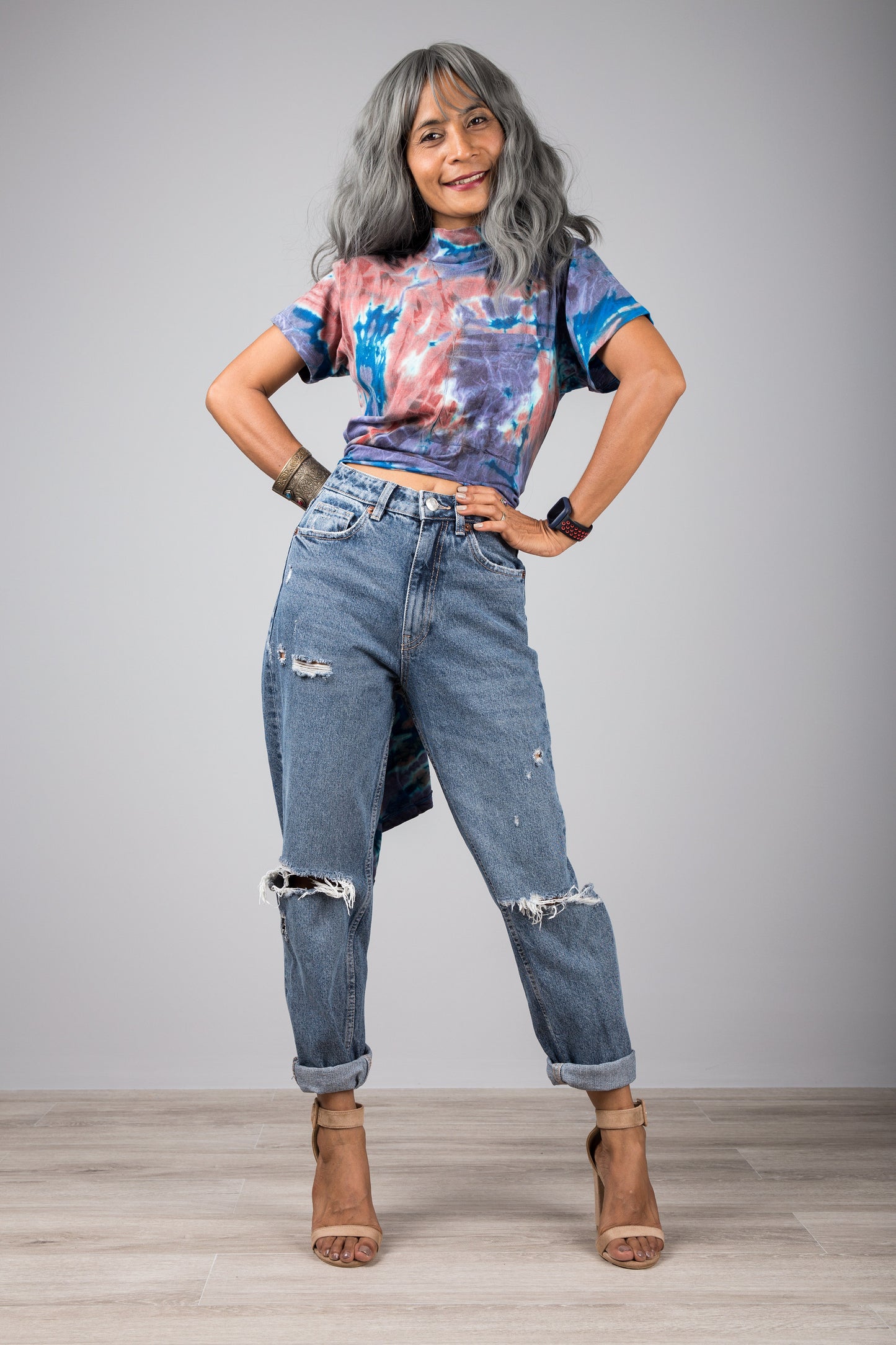 Tie dye dress with split