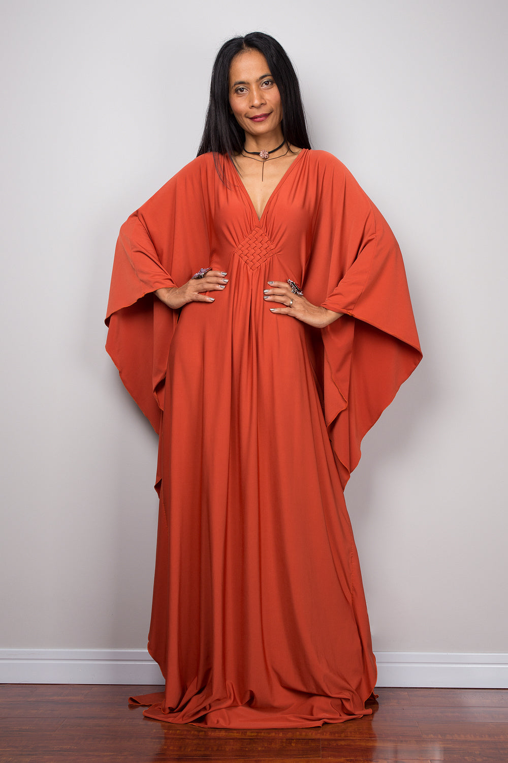 Buy orange kaftan dress online. Large caftan dress by Nuichan