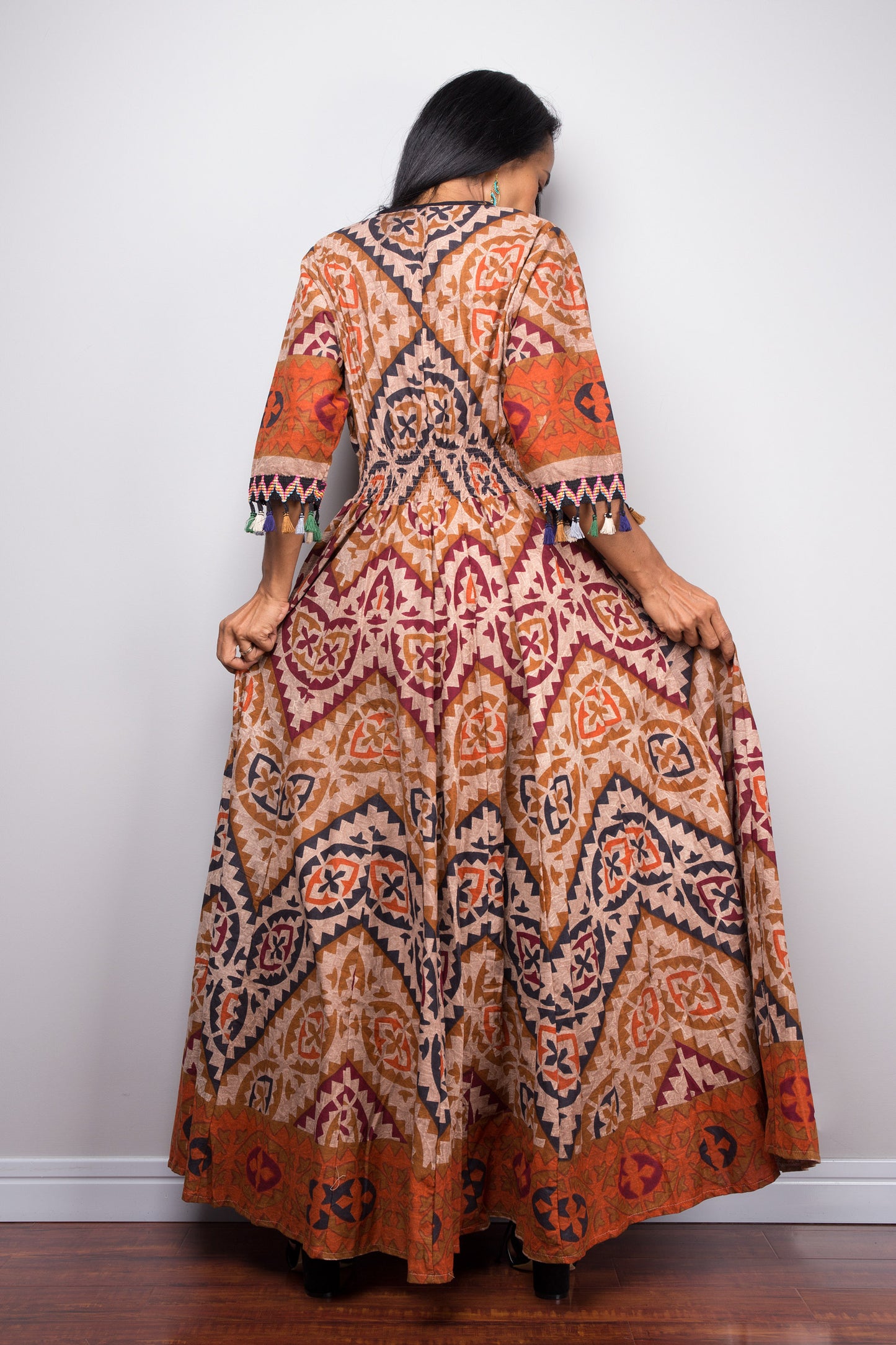 Cotton Maxi Dress with tassels