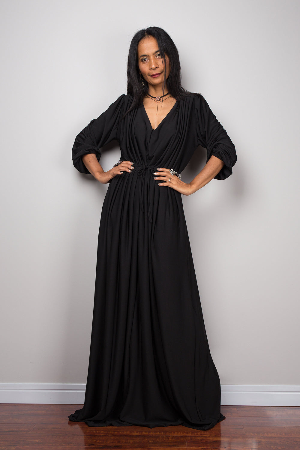 sexy black maxi dress Long Black dress with Long sleeves