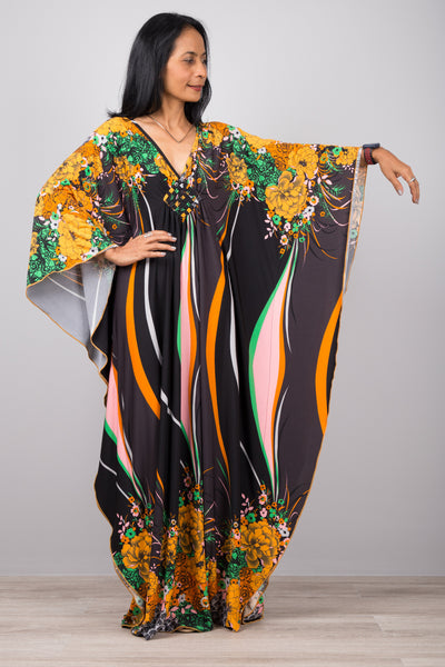 Floral kaftan dress | Buy Flower print Maxi & Midi Dresses online from Nuichan.