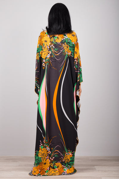 Floral kaftan dress | Buy Flower print Maxi & Midi Dresses online from Nuichan.